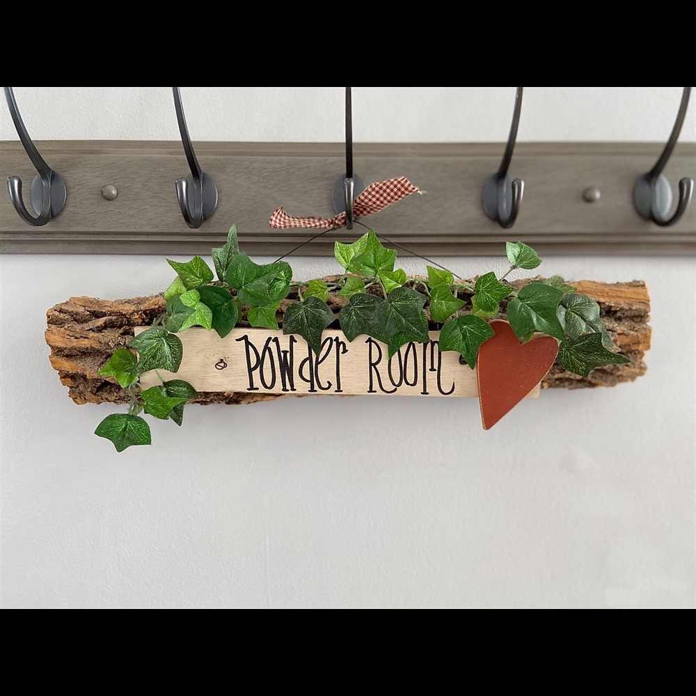 Rustic powder room sign